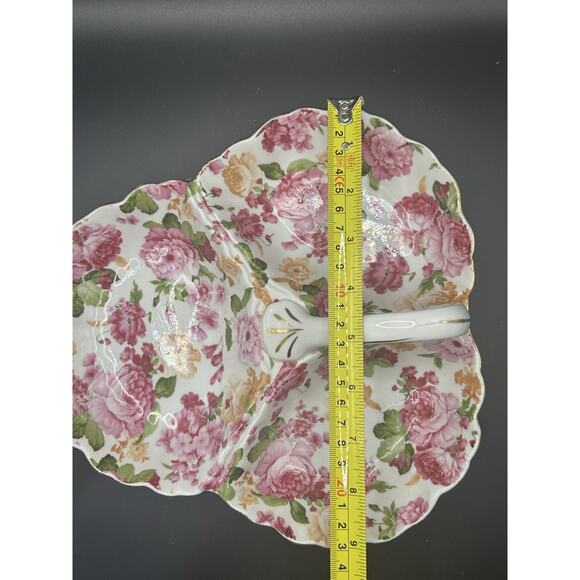 Antique Vintage Royal Danube Floral Serving Dish 3 Sections Handle Gold Trim - Picture 9 of 9